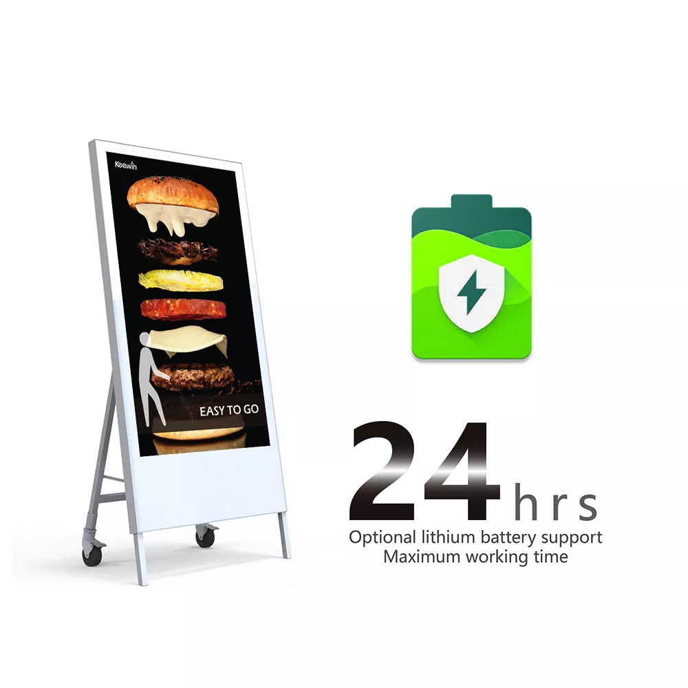 Keewin High Brightness LCD moveable battery powered display